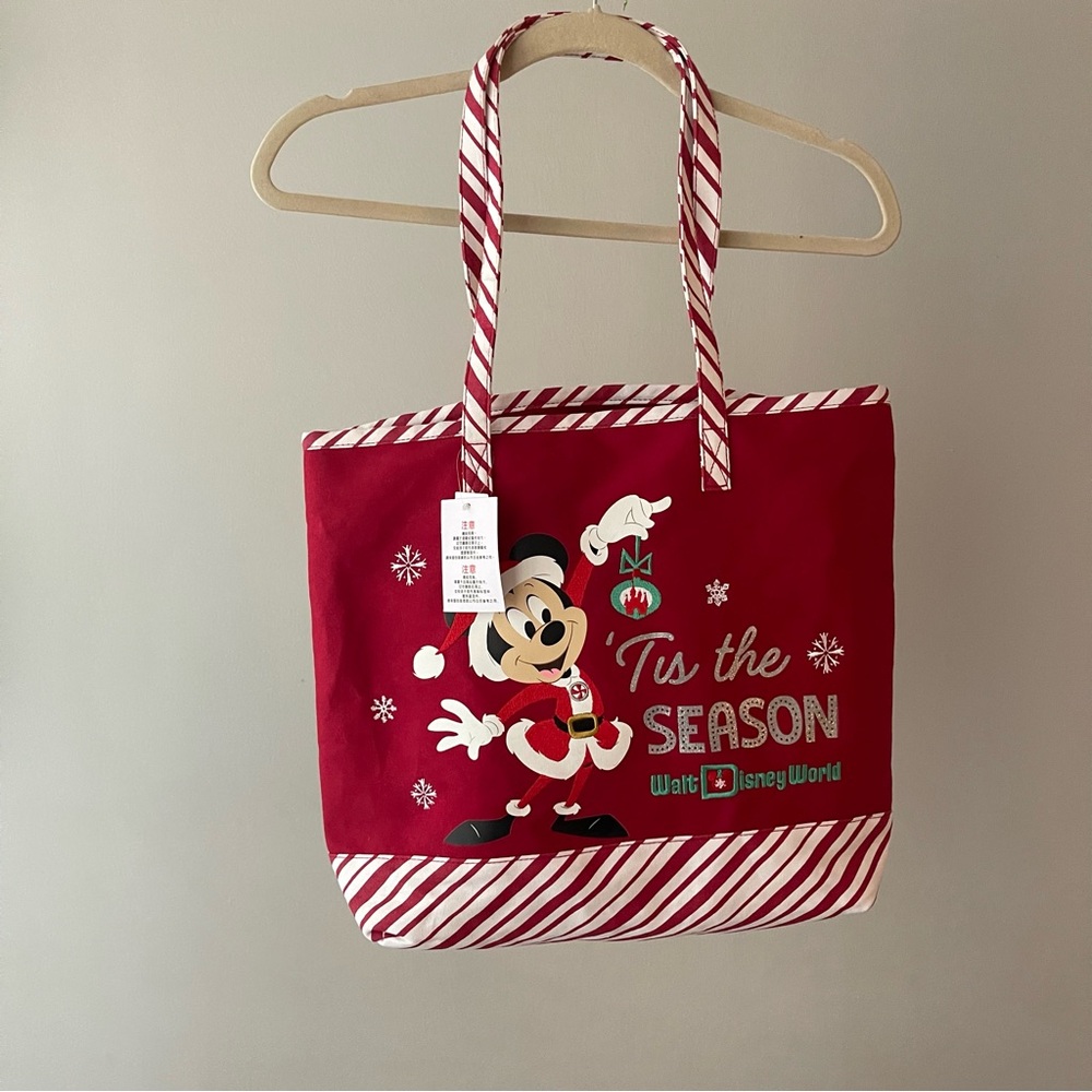 Disney Parks Walt Disney World Christmas Tote Bag Tis The Season Santa Mickey